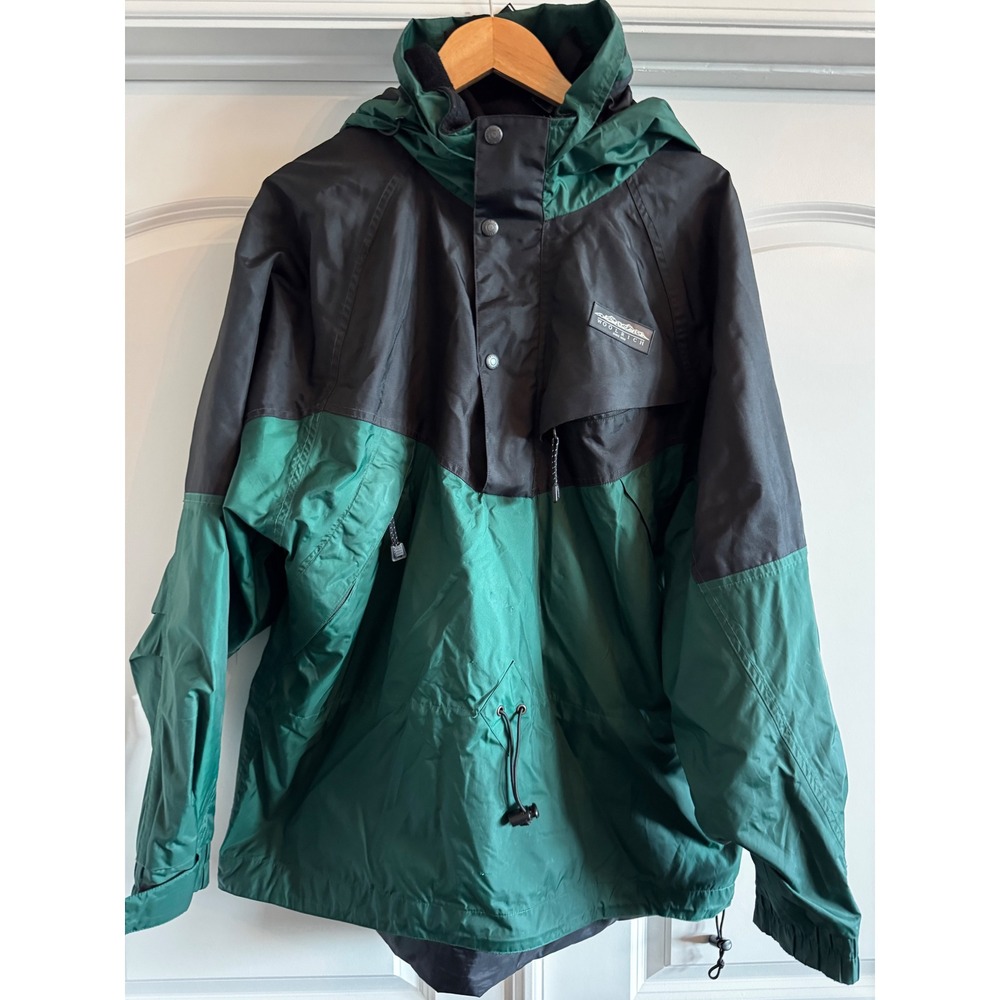 Woolrich Mens Colorblock Hooded Rain Jacket Green Black Outdoor Windbreaker